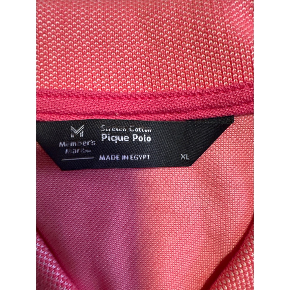 Members Mark Mens Pink Stretch Cotton Pique Polo‎ Shirt Classic Fit XL NWT - Picture 4 of 5